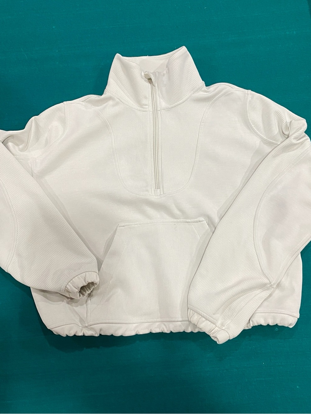 lululemon athletica Bone color Brushed Softstreme Half-Zip Cropped Sweatshirt